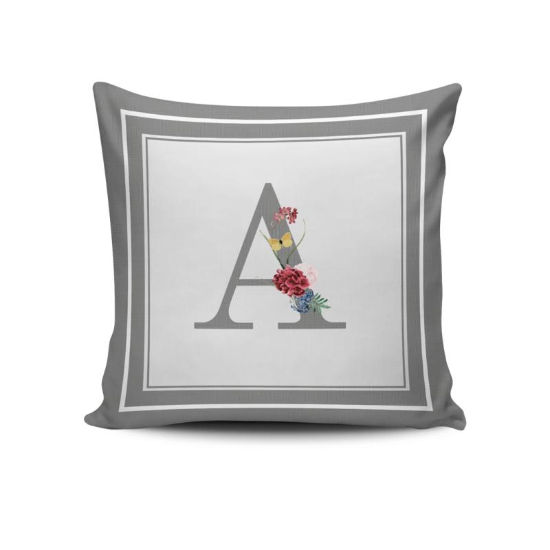 Grey Letter Cushion Cover